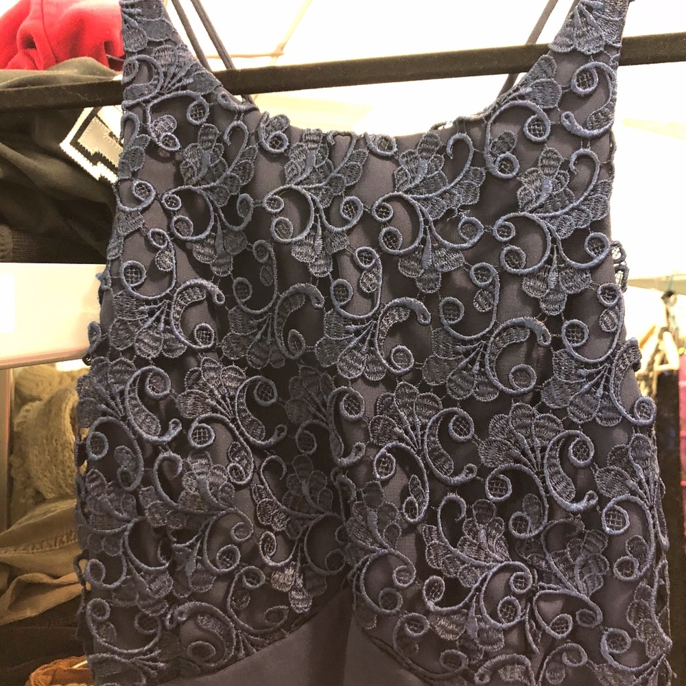 long blue, designed dress